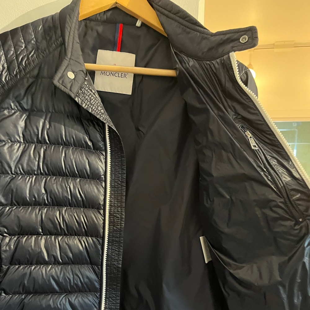Moncler motor jacket, blue, size 2